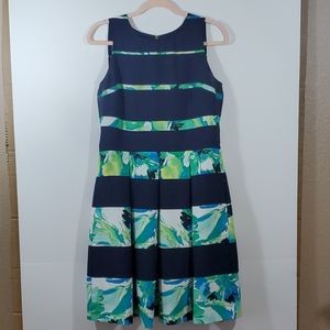 Melanie T Stripped Pleated Dress With Pockets